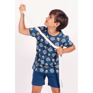 Pigiama bambino corto Disney 55476 stampato blu