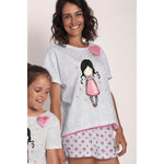 Pigiama donna corto Santoro Gorjuss 55501 mezza manica cuoricini