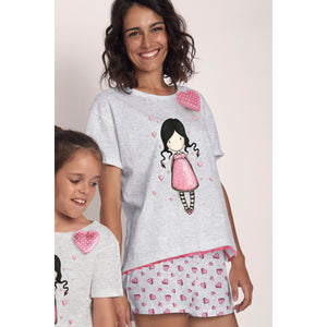 Pigiama donna corto Santoro Gorjuss 55501 mezza manica cuoricini