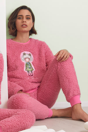 Pigiama donna Santoro Gorjuss 55534 pile sherpa rosa