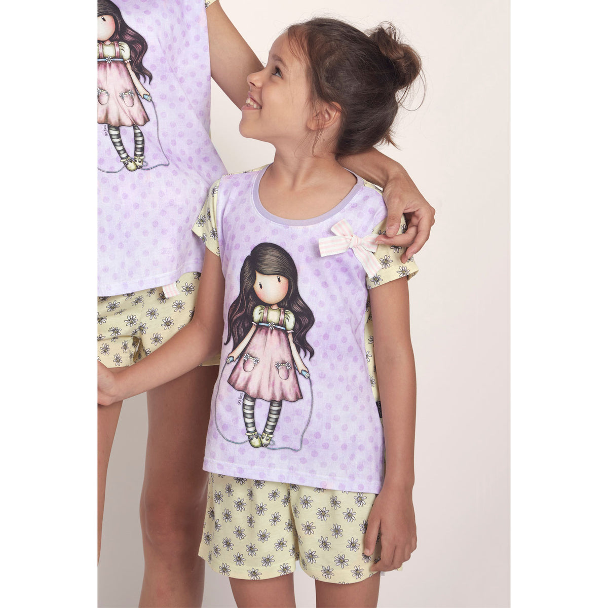 Pigiama bambina corto Santoro Gorjuss 55581 malva cotone