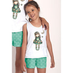 Pigiama bambina corto Santoro Gorjuss 55584 bianco
