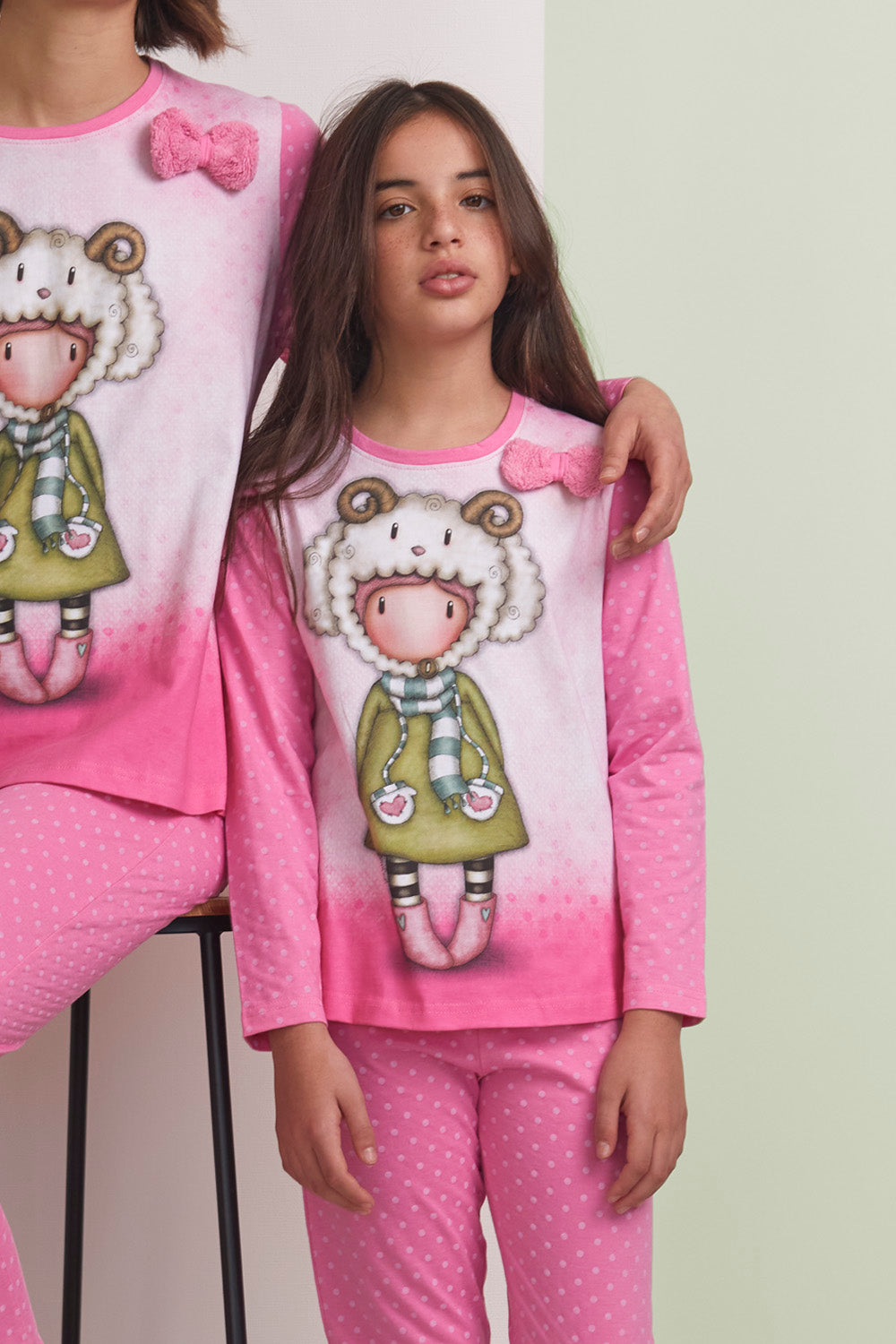 Pigiama Bambina Santoro Gorjuss 55594 caldo cotone pois rosa