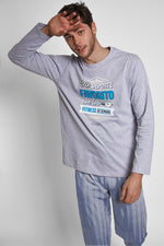 Pigiama uomo caldo cotone Mr. Wonderful 55695 grigio