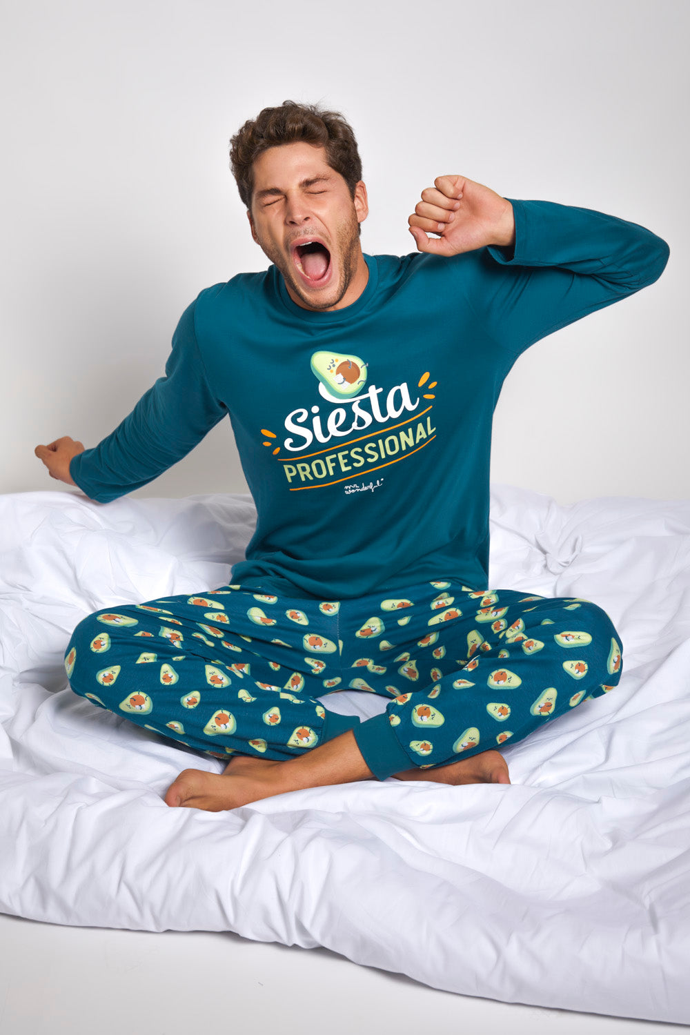 Pigiama uomo caldo cotone Mr. Wonderful 55712 verde petrolio