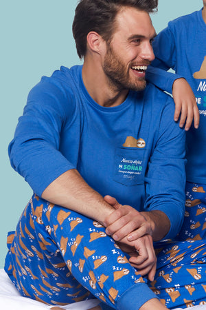 Pigiama uomo caldo cotone Mr. Wonderful 55713 con orso