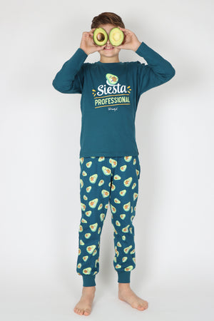 Pigiama bimbo caldo cotone verde petrolio Mr. Wonderful 55728 