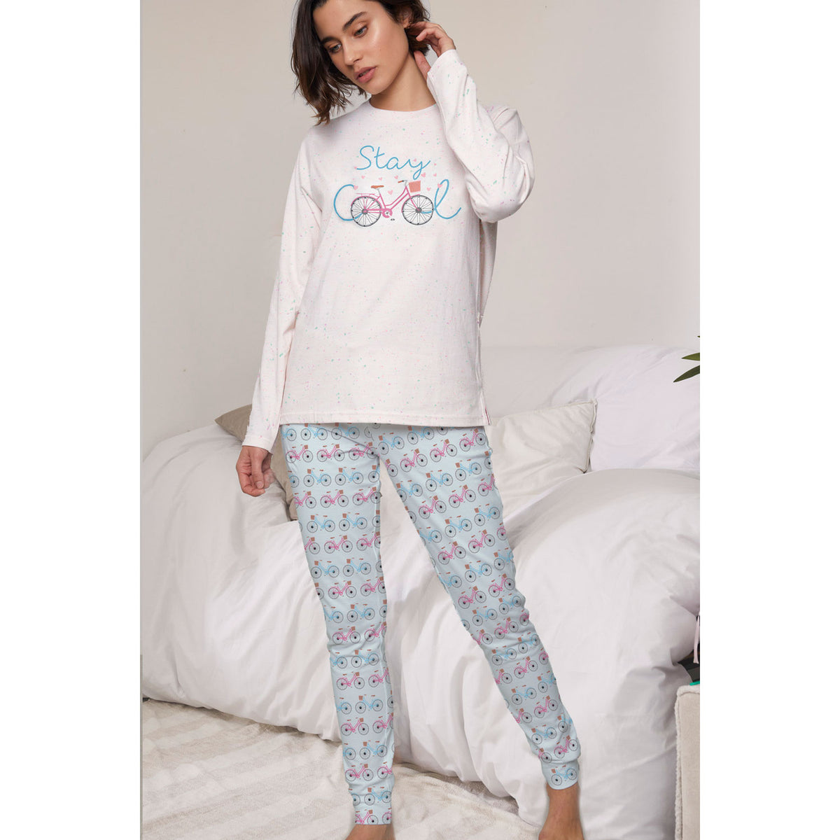 Pigiama donna caldo cotone bici Admas 55797 