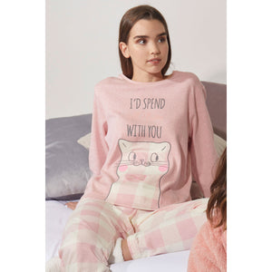 Pigiama donna Admas 55807 gatto rosa
