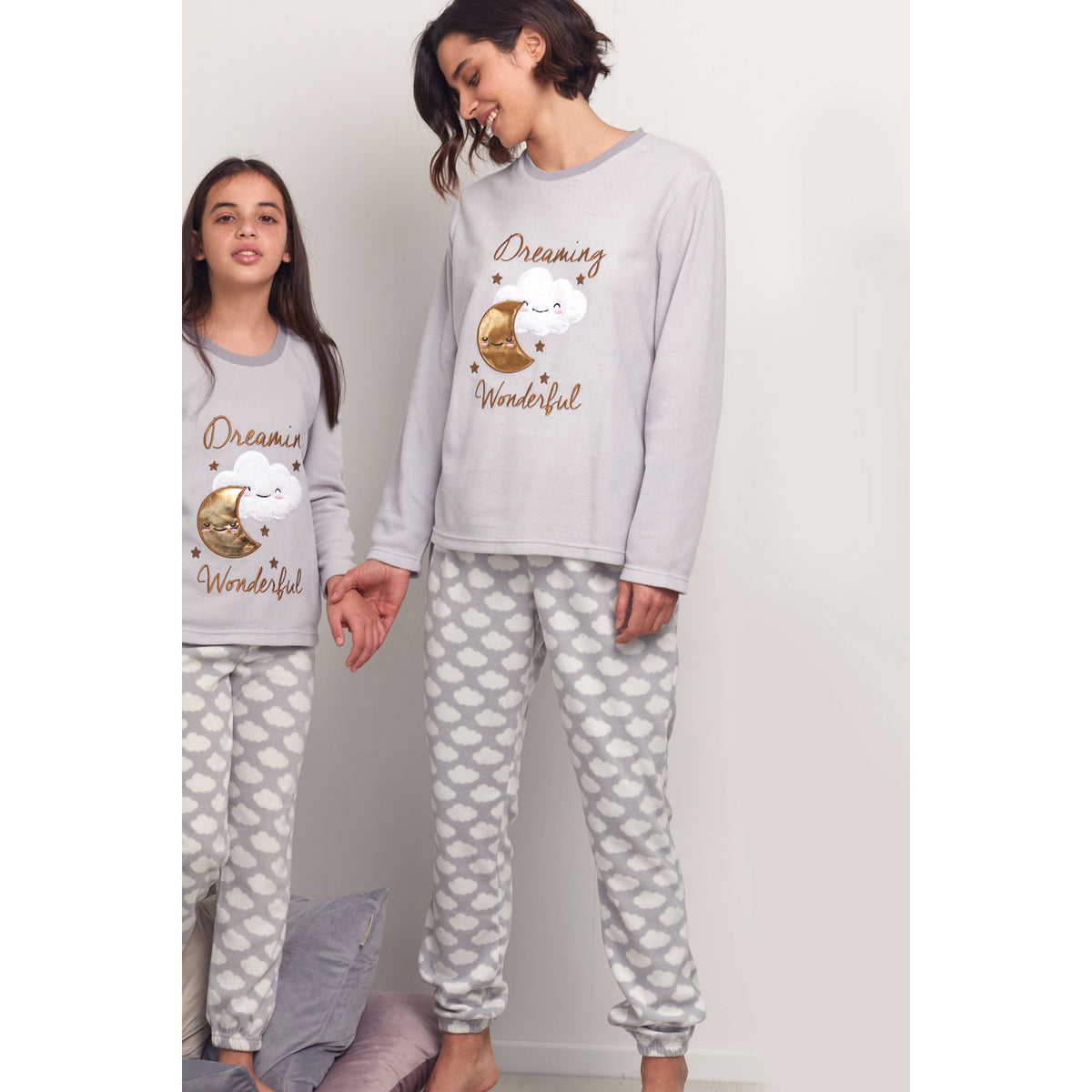 Pigiama Admas 55831 donna grigio nuvola micro pile