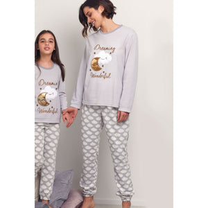 Pigiama Admas 55831 donna grigio nuvola micro pile