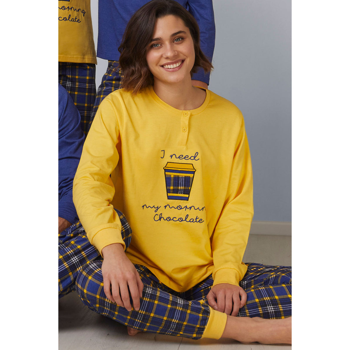 Pigiama donna caldo cotone giallo Admas 55841