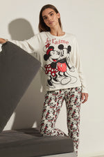 Pigiama donna Disney 55952 stampato caldo cotone beige