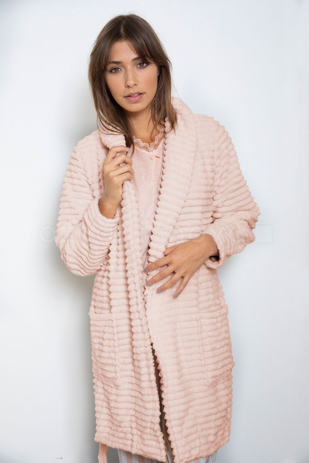 Vestaglia donna Admas 57325 caldo pile coral rosa