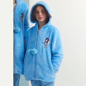 Giacca camera bambina celeste pile sherpa Santoro Gorjuss 57417