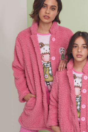 Giacca camera donna Santoro Gorjuss 57419 pile sherpa rosa