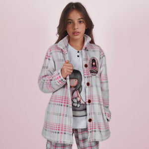 Giacca camera bimba Santoro Gorjuss 57424 aperta pile scozzese