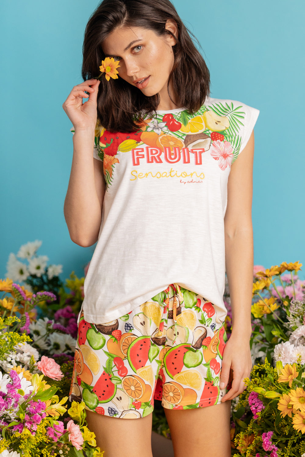 Pigiama donna estivo corto Admas 60115 cotone frutta