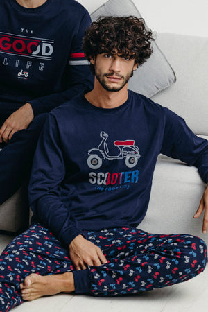 Pigiama uomo in caldo cotone moto scooter Admas 60305