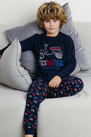 Pigiama bambino in caldo cotone moto con polsini Admas 60885