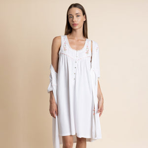 Camicia da notte cotone con pizzo e ricami floreali Admas 61339