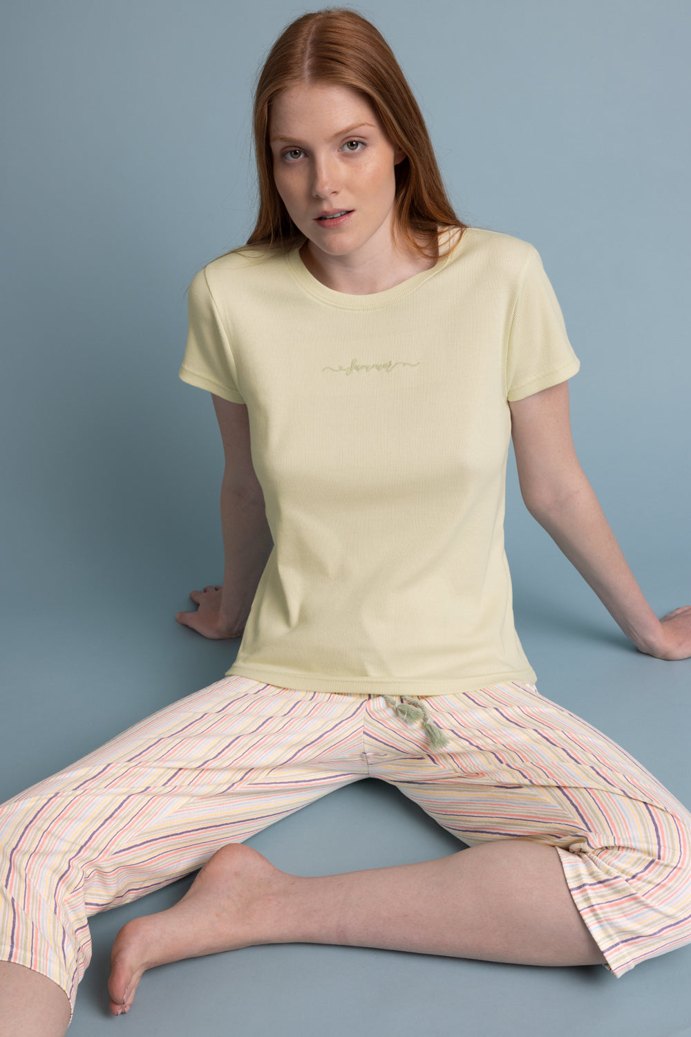 Pigiama Donna in cotone elasticizzato pantalone capri Admas 63568