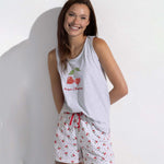 Pigiama donna con pois e ciliegie cotone Admas 64086