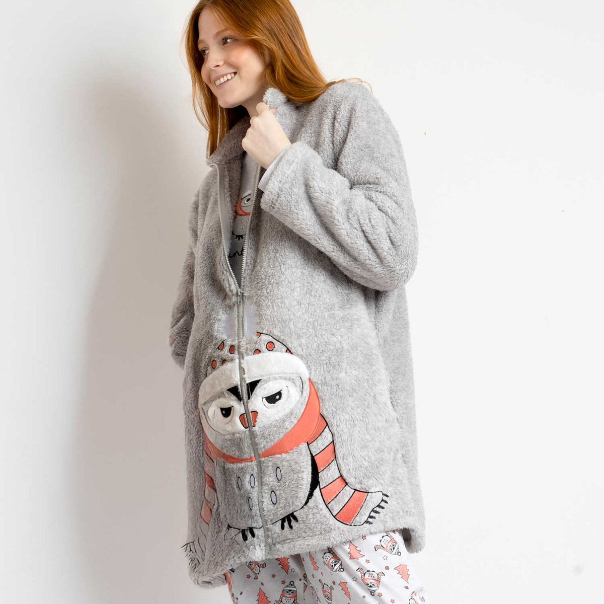 Giacca da camera donna in coral gufetto Admas 67279