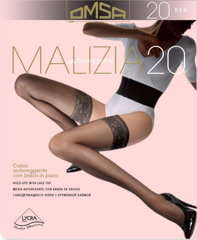 Calze autoreggenti Omsa malizia velati 20 denari balza pizzo