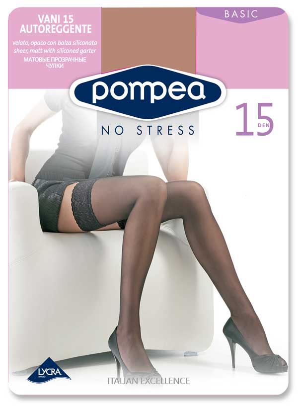 Calze autoreggenti Pompea vani 15 den velati 3 paia