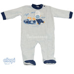 Pigiamone neonato Ellepi 0676 piedini antiscivolo cotone felpato