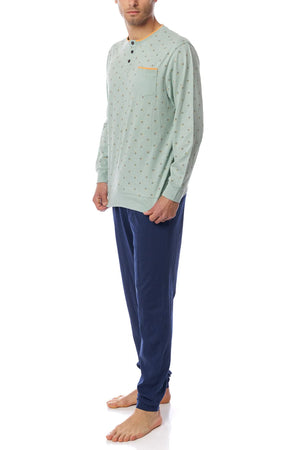 Pigiama uomo 100% cotone Cippi 0479-S23 salvia blu