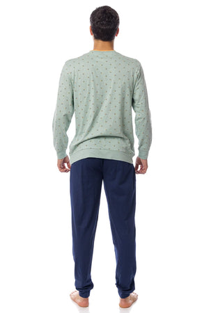 Pigiama uomo 100% cotone Cippi 0479-S23 salvia blu