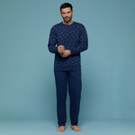 Pigiama uomo 100% cotone Cippi 0476-S23 a serafino blu