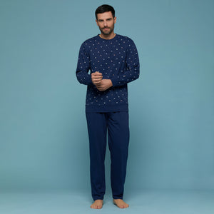 Pigiama uomo 100% cotone Cippi 0476-S23 a serafino blu