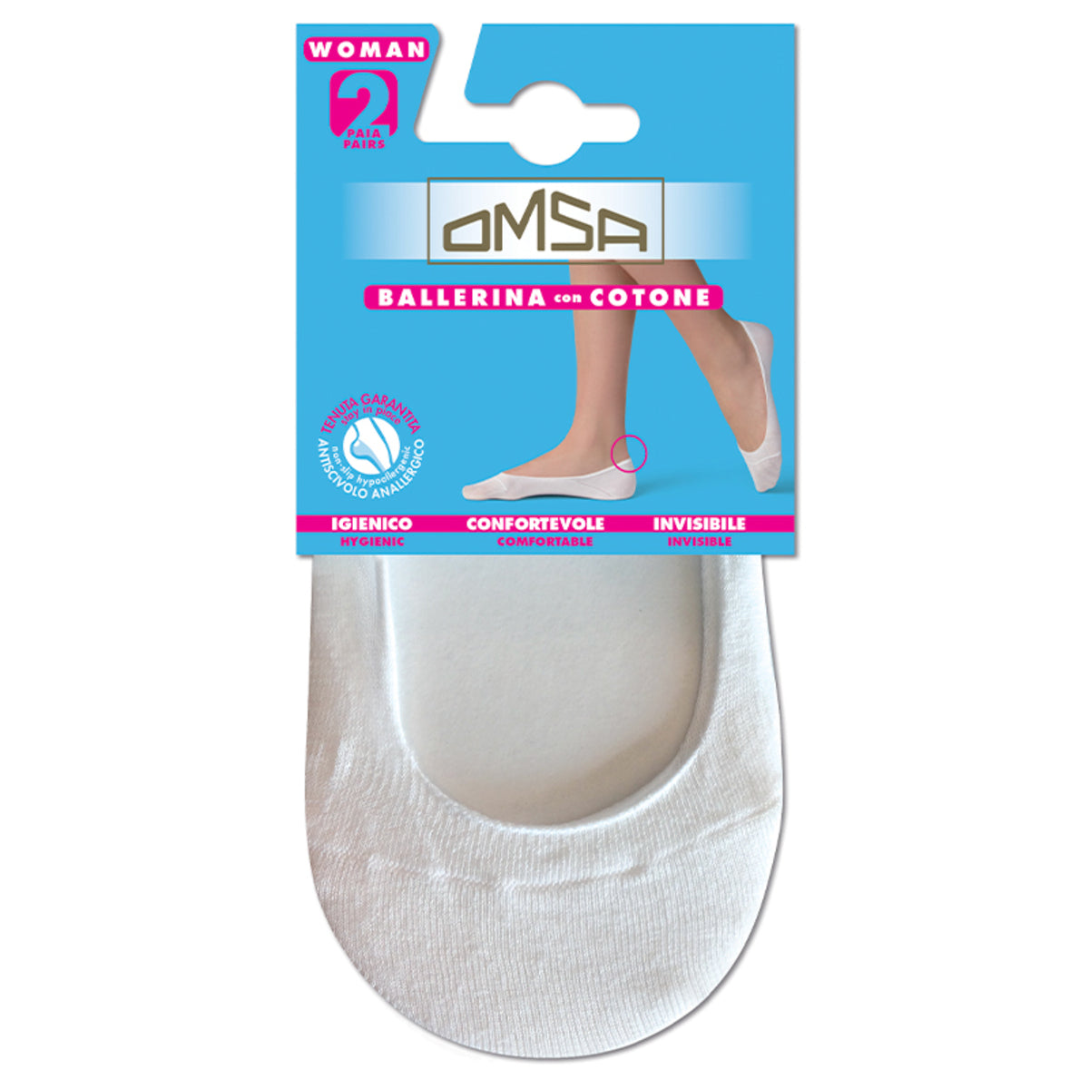 Salvapiede cotone ballerina 062 antiscivolo Omsa 2 paia