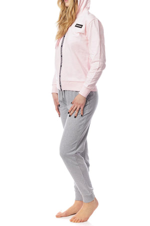 Tuta donna cotone Superga full zip SWS23207 rosa grigio sport tempo libero