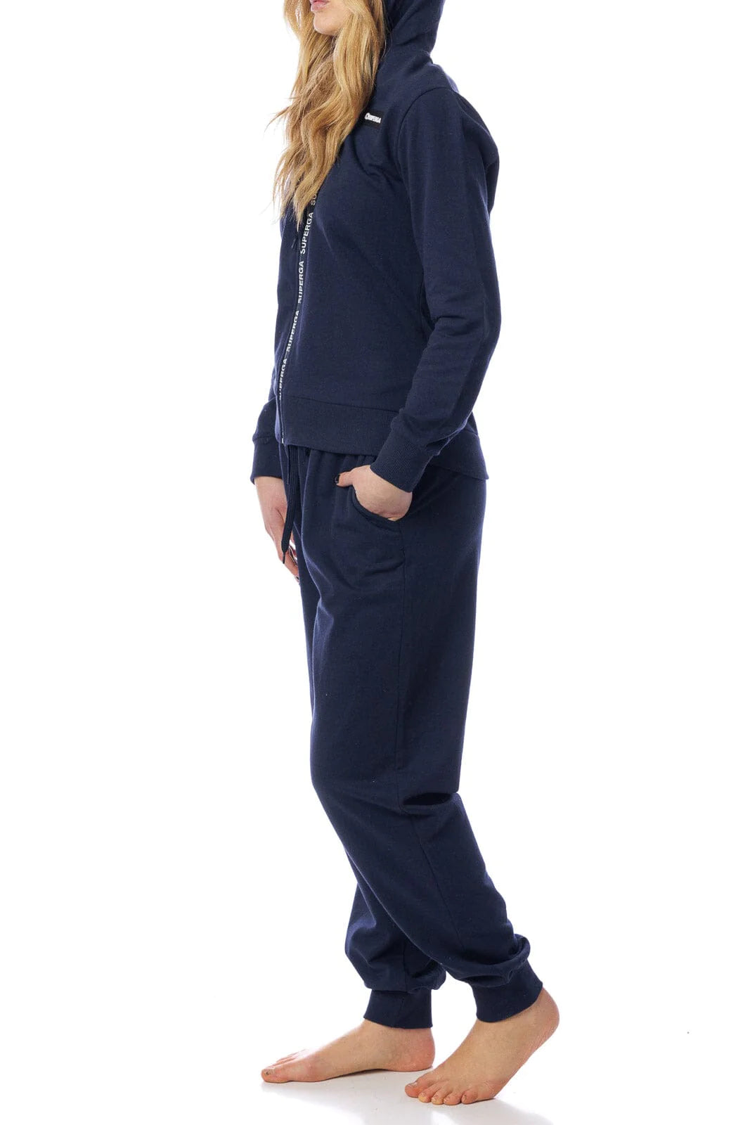 Tuta donna cotone Superga full zip SWS23207 blu navy