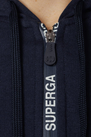 Tuta donna cotone Superga full zip SWS23207 blu navy