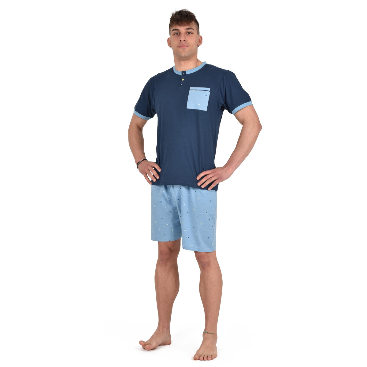 Pigiama uomo estivo Cippi C-0951 corto cotone scudetti