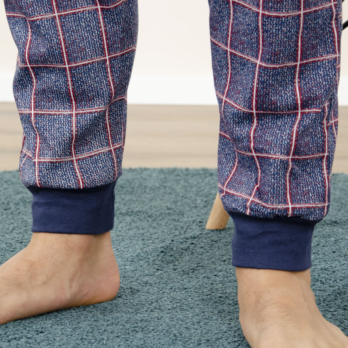 Pigiama uomo invernale Cippi 1583 navy quadri caldo cotone
