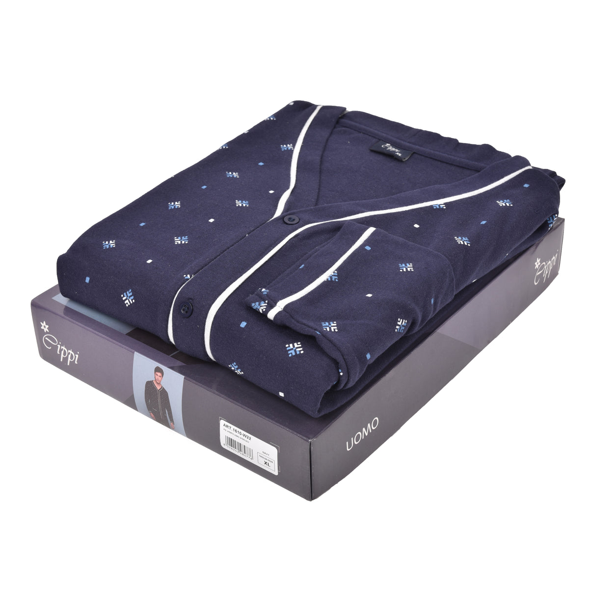 Pigiama uomo invernale Cippi 1610 caldo cotone navy