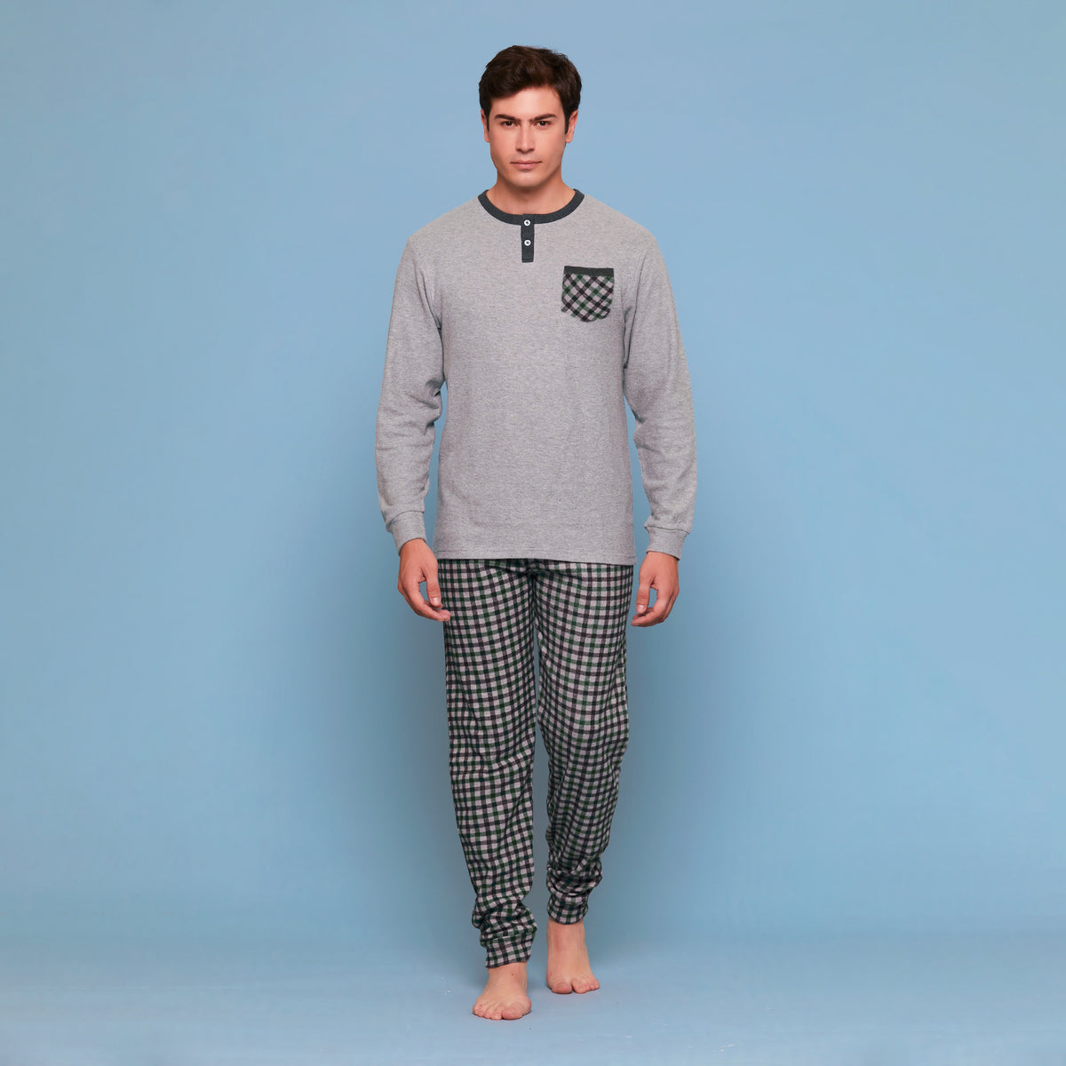 Pigiama uomo punto milano grigio fantasia a scacchi 1614 Cippi