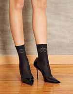 Calzino donna Sisi Zig-zag con trama nero