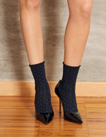 Calzino donna Sisi Contrasto con motivo geometrico blu