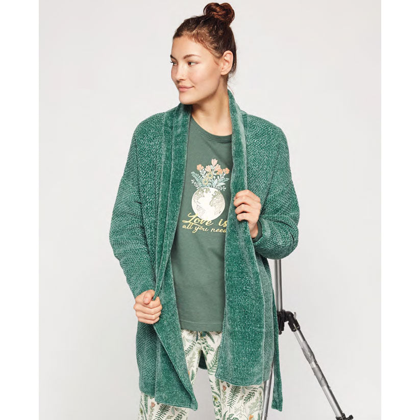 Vestaglia donna Gisela 2/1822 verde aperta ciniglia