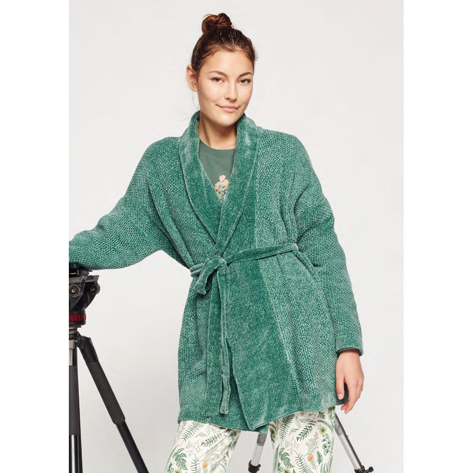 Vestaglia donna Gisela 2/1822 verde aperta ciniglia