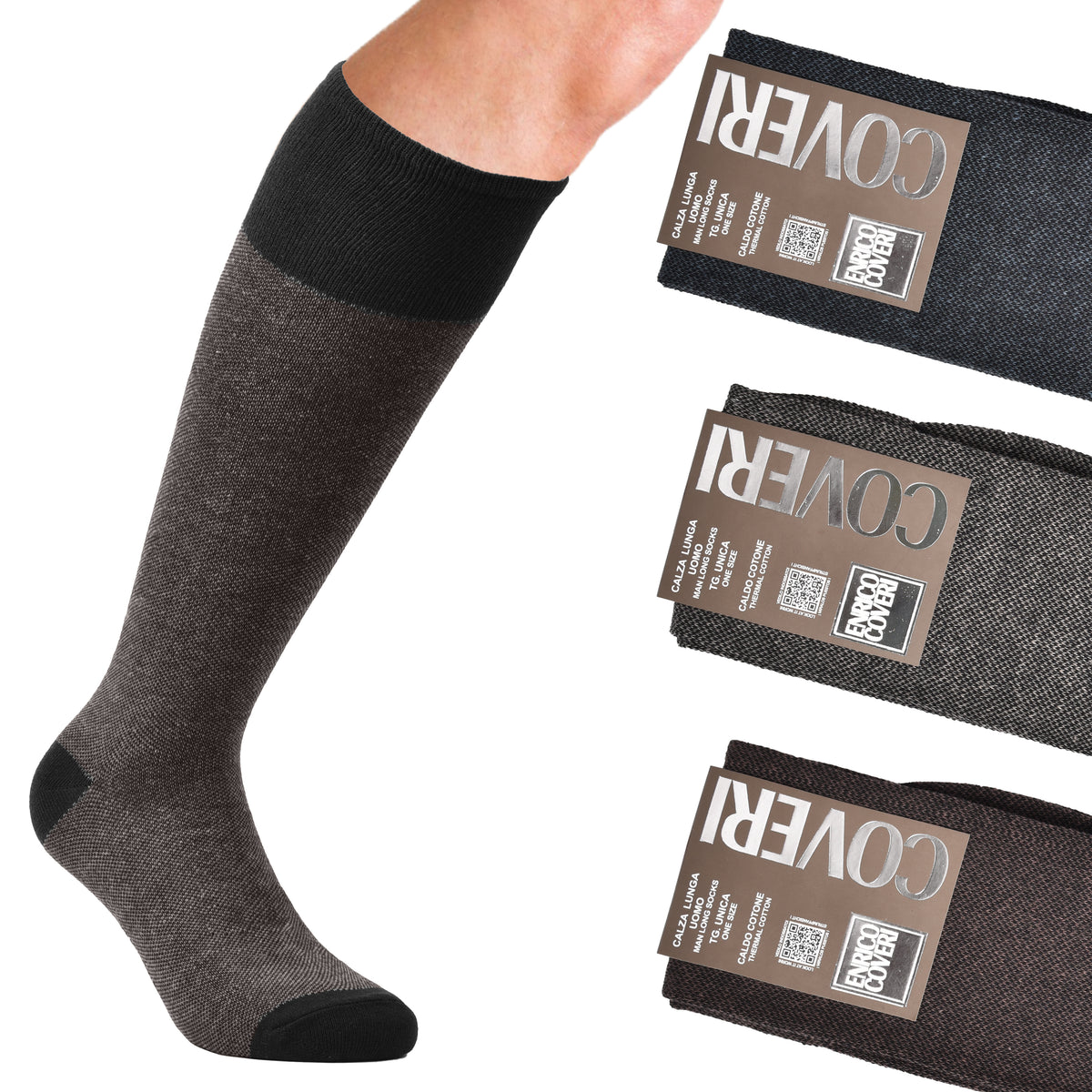 Calze uomo lunghe caldo cotone Enrico Coveri fashionline 193A