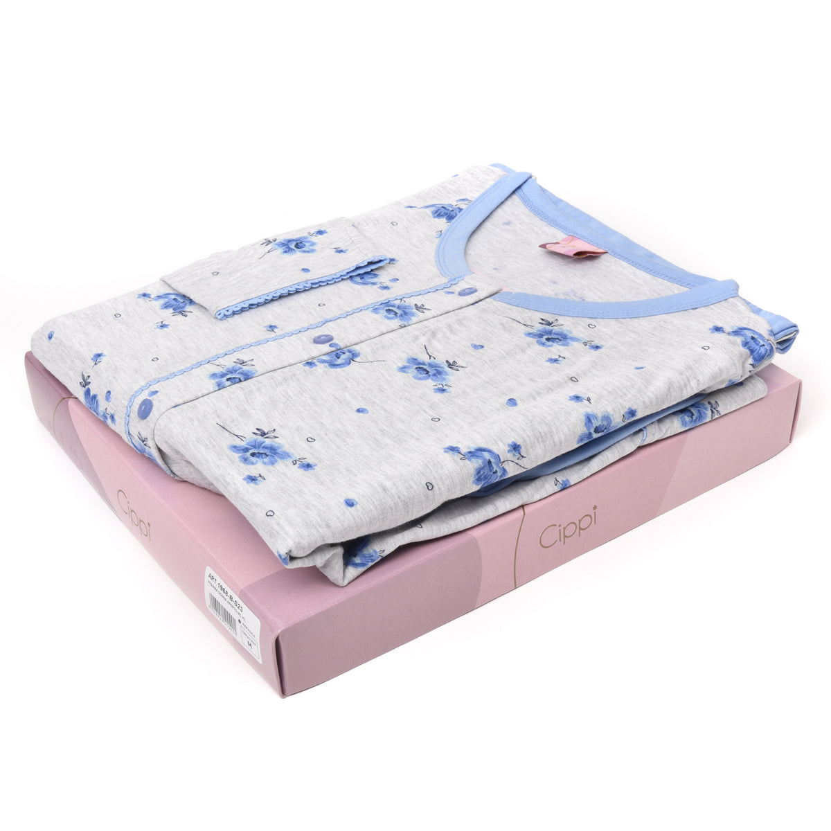 Pigiama donna cotone Cippi 1968-B-S23 pervinca grigio melange
