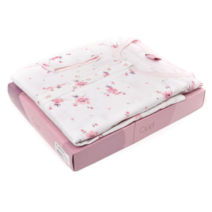 Pigiama donna cotone 100% Cippi 1968-B-S23 rosa panna con fiori
